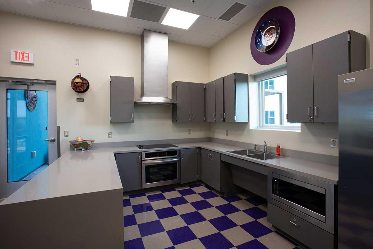 Shared kitchen in the San Juan College student housing.